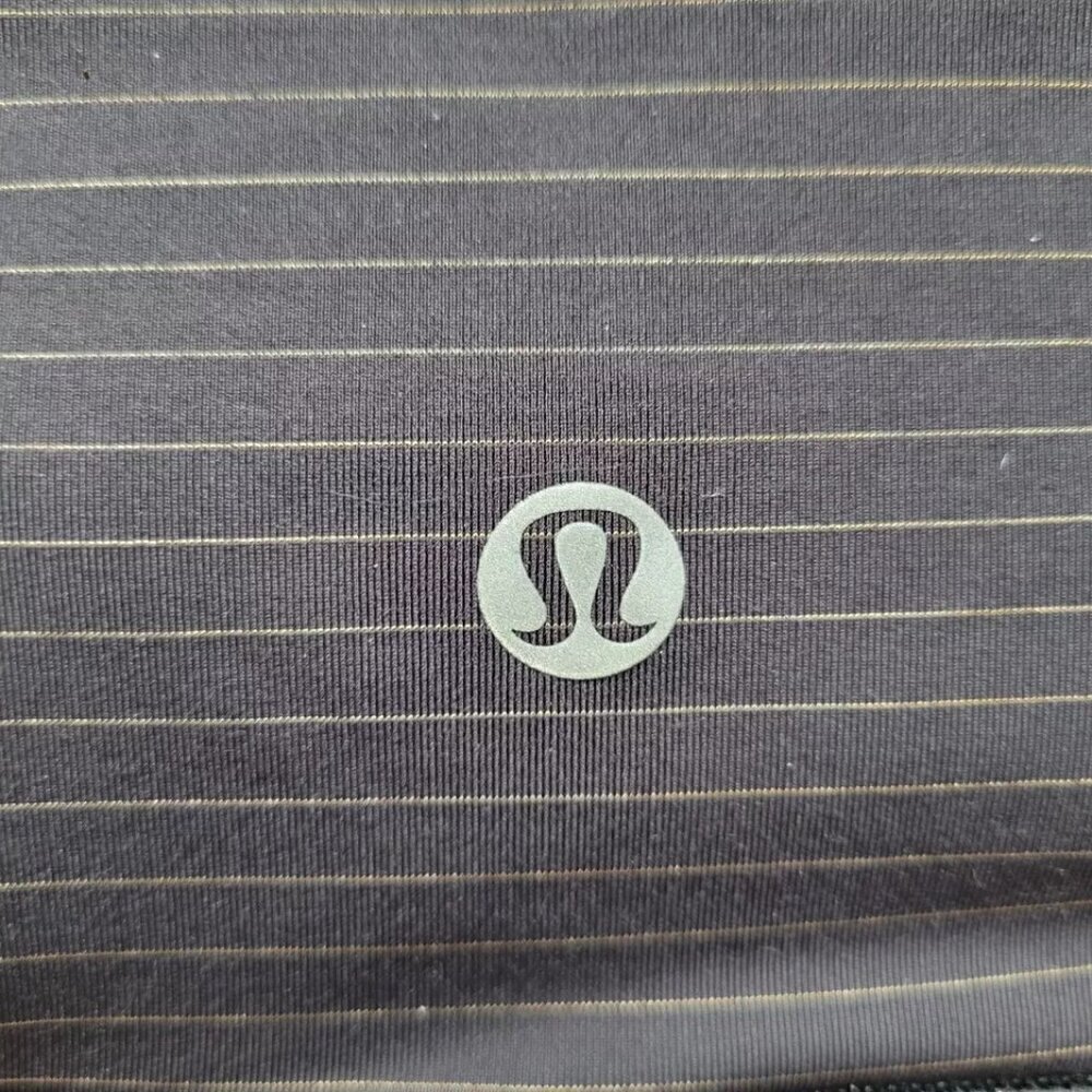 Lululemon Conduit Leggings Tights Women Size 4 Black Gold Stripes Ankle Length - Picture 4 of 6